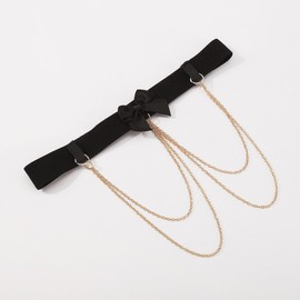 Jascatin Bow Leg Chain Elastic Band Body Chain Rave Nightclub Thigh Chain Jewelry Accessories for Women (Gold)
