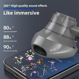 Wireless Neckband Earphones with LED BT5.3 20H Play time Water Resistant Noise Cancelling for Sports and Gaming (Grey)