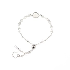 SAUNUCHI 10pcs Stainless Steel Bracelet Blank Bezels 12mm Round Cabochon Bracelet Tray Setting for Women's Jewelry DIY Making (pattern B)