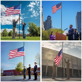 Yescom Bravery 30ft 13 Gauge Thicken Sectional Flag Pole Kit Aluminum Flagpole Set for Outside House Inground Yard Garden Residential Commercial with USA Flag Top Halyard Raising Rope Sleeve Black