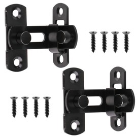 2 Pack Stainless Steel Right Angle Buckle Gate Latch Stainless Steel Door Bolt Lock with Screws Flip Door Locks Bolts for Doors & Windows (3 inch Black)
