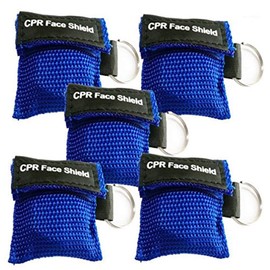 LSIKA-Z 5pcs CPR Face Shield Mask Keychain Ring Emergency Kit CPR Face Shields for First Aid or CPR Training (Blue-5)