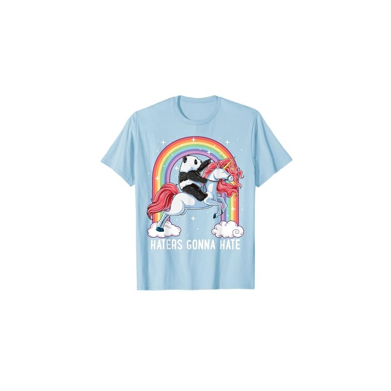 Panda Riding Unicorn Funny Haters Gonna Hate Pandicorn Girls T-Shirt