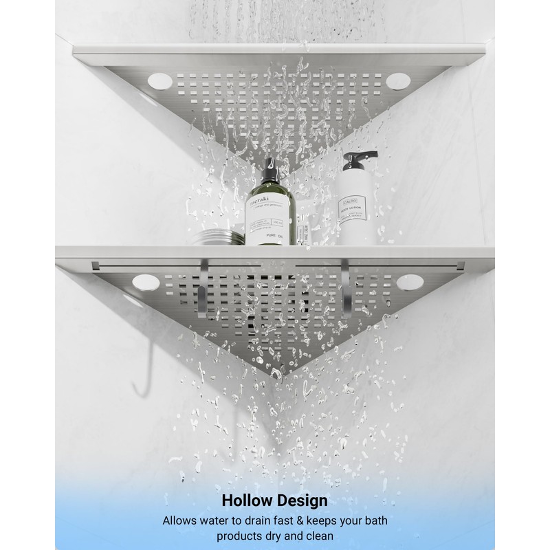 AJOBEND Corner Shower Shelves with Razor Slot & 2 Hooks,