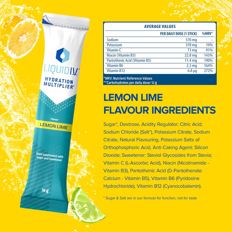 Liquid I.V. Hydration Sachets | Lemon Lime | Electrolyte Powder