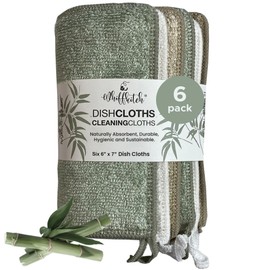 Whiffkitch Dishcloths & Cleaning Cloths - Reusable, Quick Drying, Durable Kitchen Dishcloths, Essential for Washing Dishes, Absorbent, Multi-Surface Cleaning, Scrub-Non-Scratch, 6 Pack - Solid