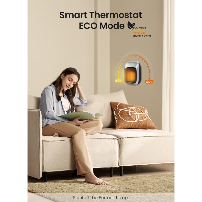 GiveBest Plug in Wall Space Heater With Remote, 800W Small