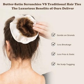 Coleteros de Satén, GeeRic 5 Satin Hair Scrunchies para Mujer Gomas Elásticas para el Cabello Bandas para Cola de Caballo para el Cabello para Niñas, 