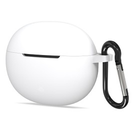 Geekria - Funda de silicona compatible con Edifier X2 True Wireless Earbuds, funda protectora para auriculares con gancho para llavero, puerto de carga accesible (blanco)