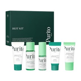 PURITO SEOUL Best Kit - Rutina de cuidado de la piel con limpiador y crema de pantenol, suero y tóner Centella sin perfume, para todo tipo de piel, ju
