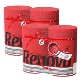 Red Toilet Paper Jumbo Rolls – 3-Ply, 180 Sheets, 2×4 Pack (8 Rolls Total) – Premium Quality, Eco Label Certified