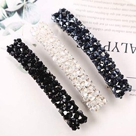 Black Hair Clips Handmade Rhinestone Barrettes Metal Hair Holders Clips and Barrettes for Women Headwear Styling Hair Accessorie, Hair Clips