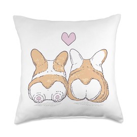 Trendy Corgi Butts Pink Heart Throw Pillow