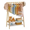 Aetherika Kids Clothing Rack with 2 Fabric Shelves, Foldable Child