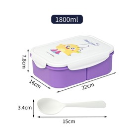 JIDODO Bento Box Adult Lunch Box with 3 Compartment, Lunch Box Kids,Bento Box, Ideal Leak Proof Lunch Box Containers,No BPAs Bento Box for Kids,Microwave Safe Lunch Box (1.8L, Purple-Yellow Monster)