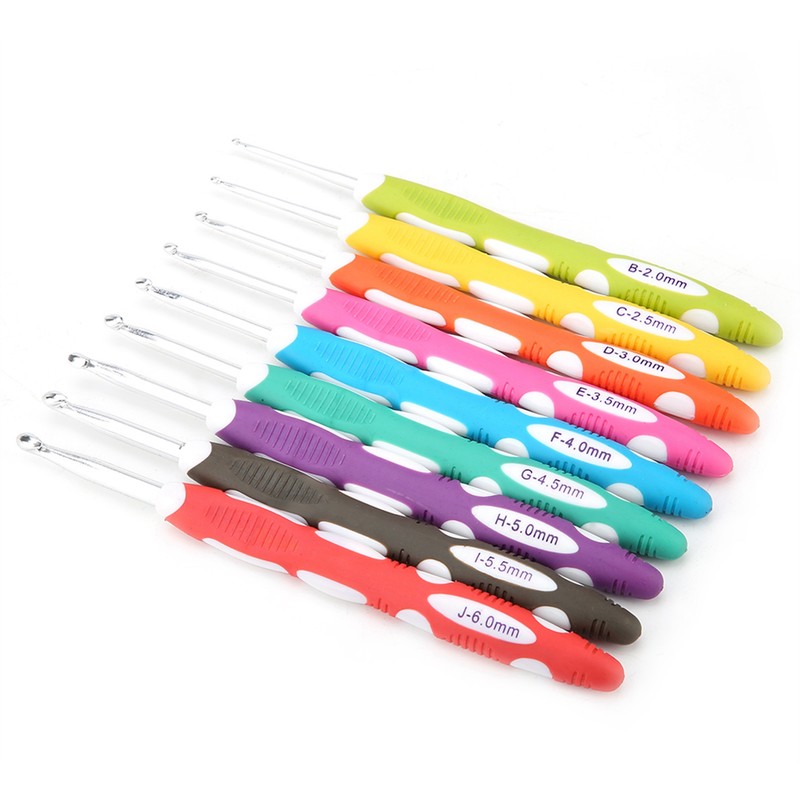 9PCS Crochet Hooks Set Knitting Smooth Needle Tools Ergonomic Plastic