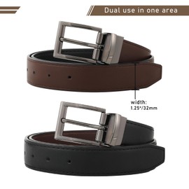 Kajeer Reversible Leather Belts for Men - Two Color-in-One Belt for Jeans Mens Black Belt with Rotated Buckle