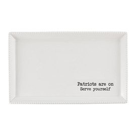 47th & Main Football Themed Ceramic Serveware, Platter, Patriots Are On