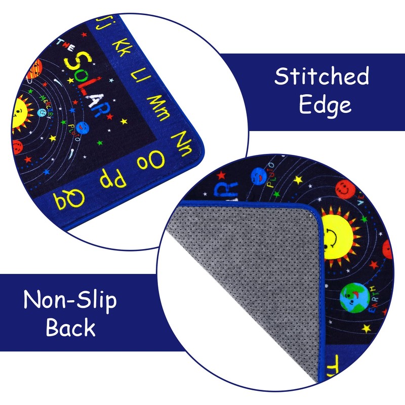 COZYLOOM Kids Solar System Educational Rug Galaxy Outer Space Kids