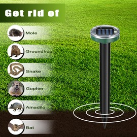 8 Pack Solar Powered Ultrasonic Mole Repellent,Snake, Groundhog Gopher, Vole Repellent Outdoor for Lawn Garden & Yard (8)