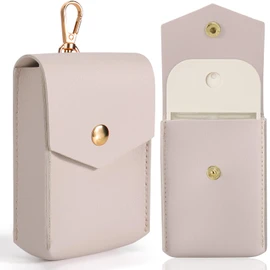 Case Compatible with Touchland Hand Sanitizer Spray - Leather Protective Case Holder with Keychain for Touch land Power Mist Glow Mist 1 fl oz, Accessories for Hand Sanitizer Spray (White)