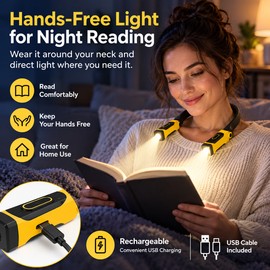 Rechargeable LED Neck Reading Light for Hands-Free Tasks – 2 Brightness Levels for Reading, Knitting & Repairs