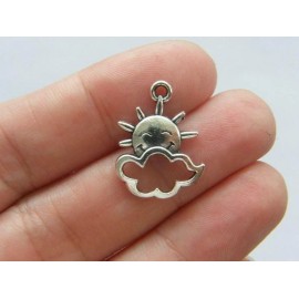 Fashion Jewelry HAPPY FACE SUN CLOUD charm pendant 24" 925 Sterling Silver plated Necklace Gift