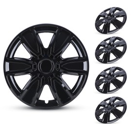 AUTOWIKI 15" Wheel Rim Cover Hubcaps Universal Snap On Car Truck SUV Car Accessories Replacement Black Hub Caps Set of 4-15 Inch