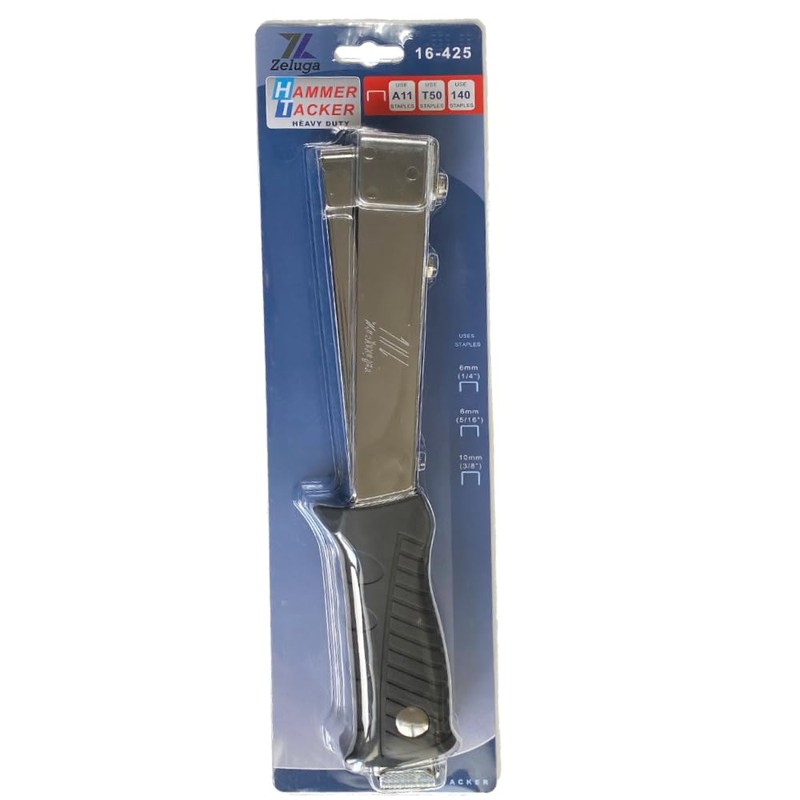 Zeluga 16-425 Heavy Duty Steel Construction Hammer Tacker, Anti-Jam Magazine