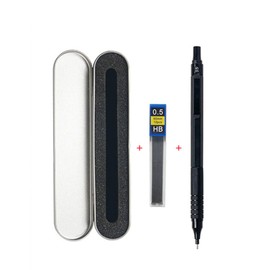 0.3 0.5 0.7 2.0 mm Art Drawing Automatic Pencils Low Center of Gravity Compression Spring Metal Mechanical Pencil with Gift Box Set (2.0 Black Gift Box)