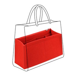 Lckaey Purse Organizer Insert for Tote Bag Onthego gm tote bag Felt insert Organizer Y063red-L