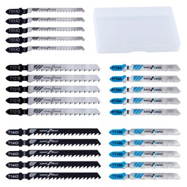 LEONTOOL T-Shank Jigsaw Blades Set of 25, Jigsaw Replacement Blades, High Speed Steel, High Carbon Steel, For Woodworking Jigsaw Blades for Metal Jigsaw Saw, Plasterboard, Woodworking Blades,