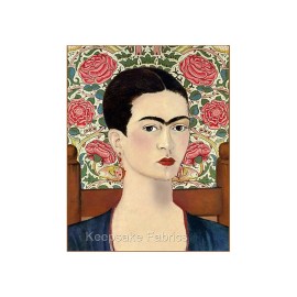 Unbranded Frida Kahlo WIld Roses Collage Art Fabric Quilt Block Free Shipping (K30 - 3" x 4"