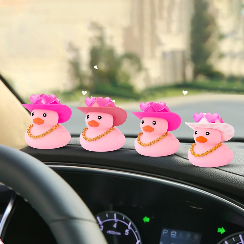 wonuu Pink Rubber Duck with Heart-Shaped Sunglasses Car Ducks Small