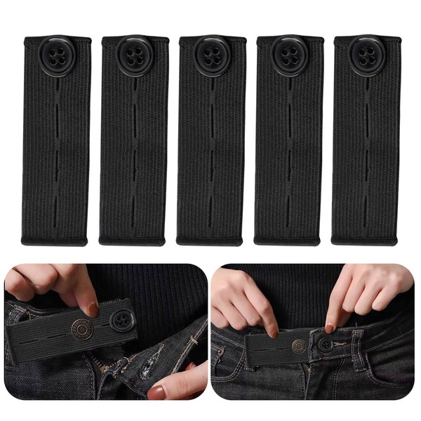 Lanjue 5PCS Adjustable Waist Extender, Elastic Button Extender Pants Waist