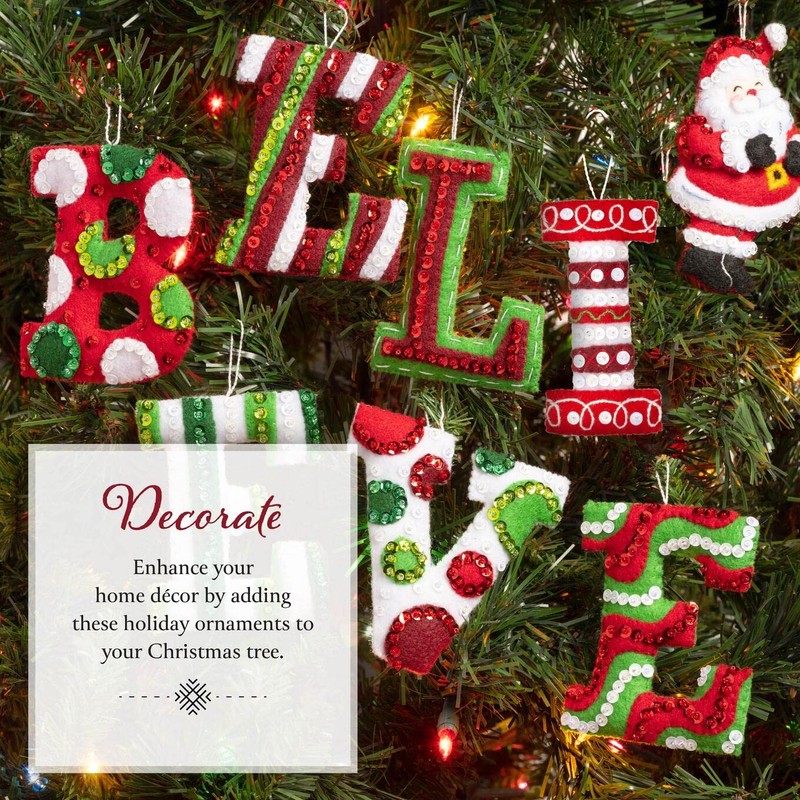 Bucilla Felt Applique 7 Piece Ornament Making Kit, Believe in