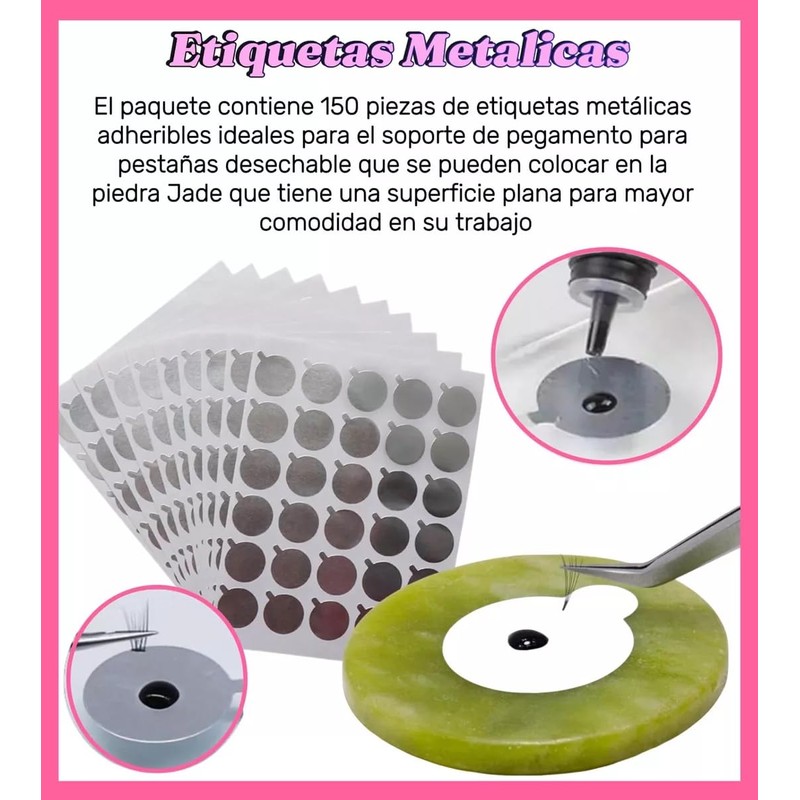 Kit 1 Piedra Jade+ 150 Etiquetas Metalicas+21 Pares De Parche