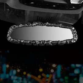 Forala 3 Packs Elastic Bling Rear View Mirror Cover, Crystal Leather Auto Rear View Mirror Protector for Car, Van, SUV, with Butterfly Car Interior Decorative Accessories for Women Girls (Black)