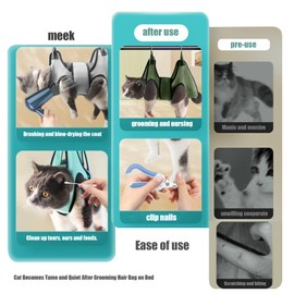 MSMUOEZ Pet Grooming Hammock with Safety Belt for Nail Trimming and Bathing - Cat and Dog Grooming Harness with Claw Care Bag (XS, Check Size Chart)