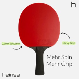 heinsa Black Edition Carbon Table Tennis Bat Professional - ITTF Approved, 2.1mm Topping, 172g Lightweight, 2 Carbon Layers, Light Walnut Wood, Concave Grip for Spin, Speed & Control