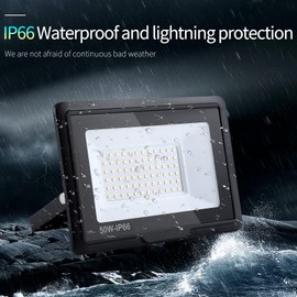 treoir 50 W Floodlight: 6000 K Cool White Super Bright 5000 LM IP66 Waterproof LED Spotlight for Backyard/Stadium/Workshop Outdoor Lighting (4 Pieces, 50 W)