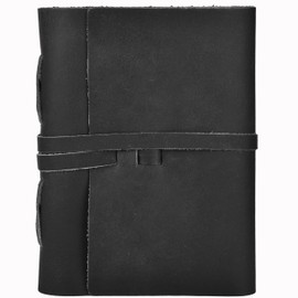 LEATHER VILLAGE Lined Paper Leather Bound Journal-260 Pages, Black, 6 X 4 Inches (A6) - Book of Shadows - Writing Notebook, Daily Notepad, Travel Diary For Women/Men