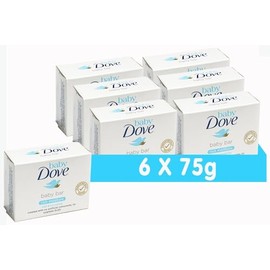 Baby Dove Baby Soap Bar Delicate Skin Rich Moisture Hypoallergenic Skin Care, Made With 1/4 Moisturising Cream 75g, 6 Pack