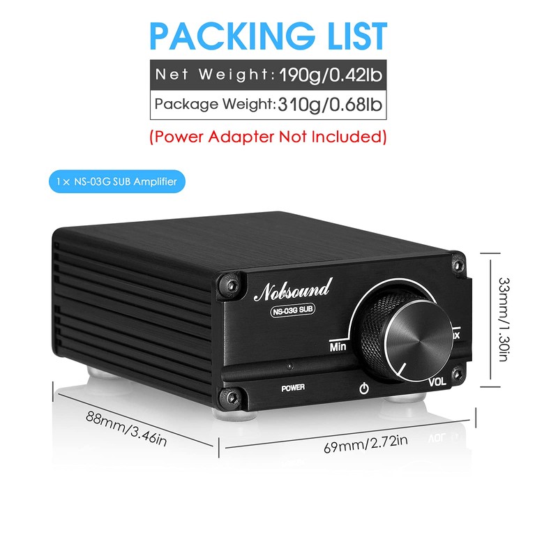 Nobsound - Amplificador de audio digital de 100 W para
