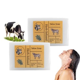 Soleneva Beef Tallow Soap Bar, Naturseife aus Rindertalg, Feuchtigkeitsspendende Skincare Seife für Gesicht & Körper, Ideal für Trockene Haut, Feste Seife für Duschen, Körperpflege und Hautpflege (2)