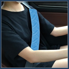 INFINAUTO 4 Pcs Plush Blue Car Seat Belt Protector Shoulder Strap Pads Covers Stylish Design
