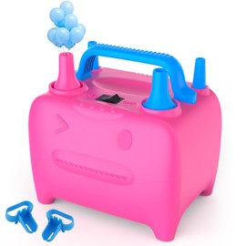OWill Balloon Pump Electric, Balloon Inflator Electric Air Pump, Portable Dual Nozzle Balloons Air Pump Electric 600W Blow Machine for Party Decoration, Pink