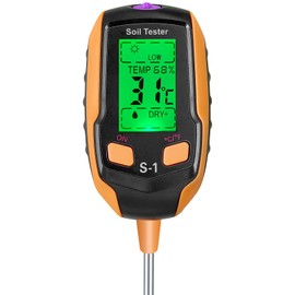 Qoolife Soil Moisture Meter, Digital 4-in-1 Soil Test Kit for Plants, Temperature, Soil Moisture, Soil PH Meter, Gardening, Sunlight Intensity, Soil Test Meter for Gardening