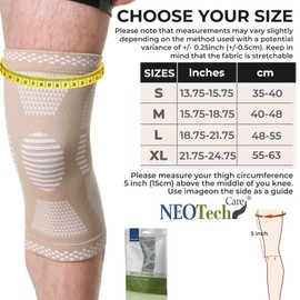 NEOtech Care Bamboo Fibre Supportive Knee Brace - Breathable Material - for Men/Women (Beige, 1 Unit, Size S)