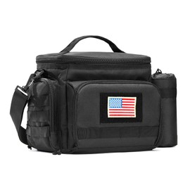 MOV COMPRA Tactical Lunch Bag for Men, Insulated Lunch Box Leakproof for Men Large Capacity with MOLLE Water Bottle Pouch Lunchbox for Adults for Work, Picnic（Black）